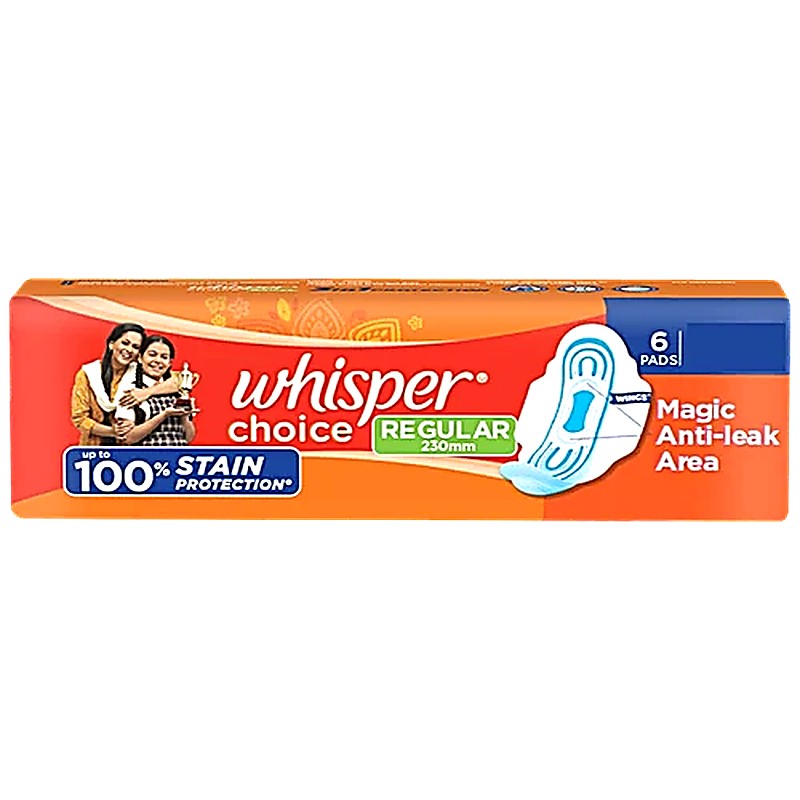 Whisper Choice Sanitary Napkin with Wings (Regular) 6 Pads