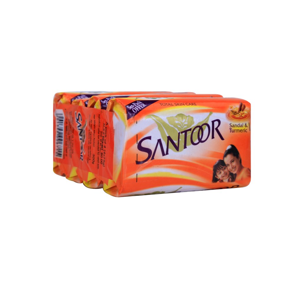 Santoor Sandal & Turmeric Bathing Soap 75 g Pack of 4
