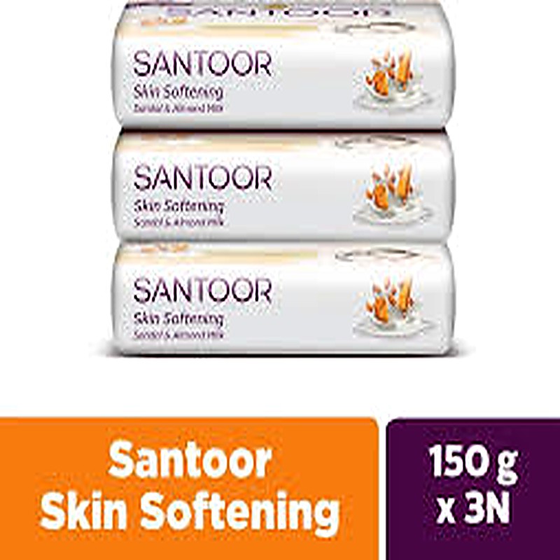 Santoor Sandal & Almond Milk Pack of 3 150gm