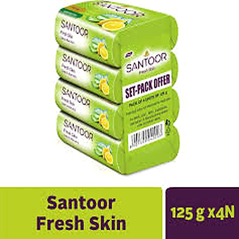 Santoor Lime & Aloe Vera Pack of 4 125gm Each