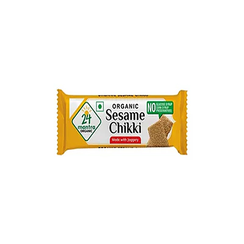 24 Mantra Organic Sesame Jaggery Chikki (20g Pack of 10)